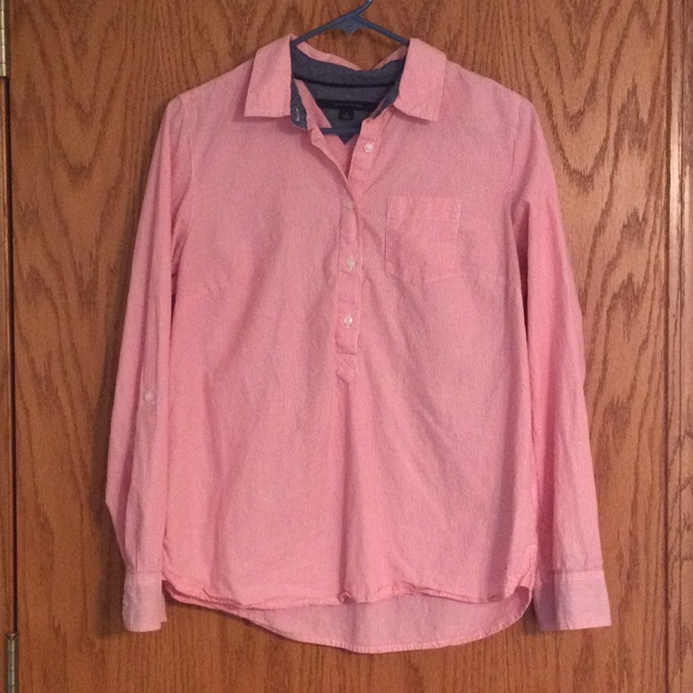 Tommy Hilfiger Partial Button Down Shirt Long Sleeve